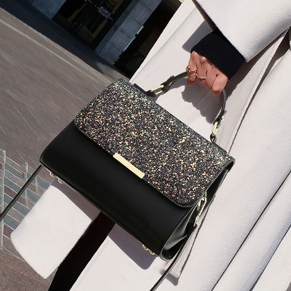 new arrivals 00% cow leather messenger bags fashion texture crossbody portable one-shoulder crossbody sequin bag purses and me