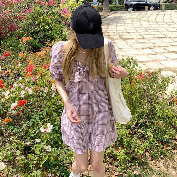 puff sleeve causal v-neck bow plaid pink short sleeve loose women simple preppy style summer female dresses 210522, Black;gray
puff sleeve causal v-neck bow plaid pink short sleeve loose women simple preppy style summer female dresses 210522, Black;gray