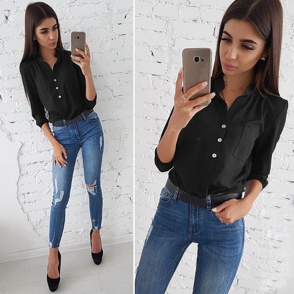 women's blouses & shirts womens casual long sleeve turndown neck button pullover blouse chemise blanche femme transparent, White
women's blouses & shirts womens casual long sleeve turndown neck button pullover blouse chemise blanche femme transparent, White