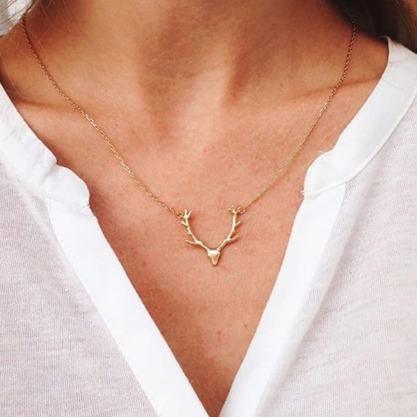 chains vintage elk antlers pendant necklace jewelry for women girl simple fashion animal gold color chain necklaces jewellery gift 2021, Silver
chains vintage elk antlers pendant necklace jewelry for women girl simple fashion animal gold color chain necklaces jewellery gift 2021, Silver