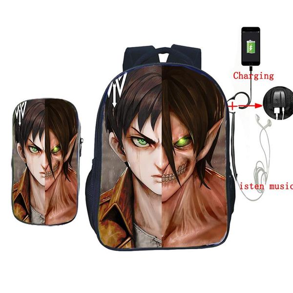 backpack attack on titan 2 pcs/set usb charge school bags for teens boys girls students lappencil case travel
backpack attack on titan 2 pcs/set usb charge school bags for teens boys girls students lappencil case travel