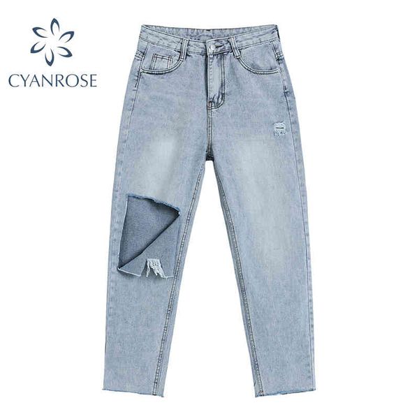 women ripped jeans trousers fashion y2k high waist baggy ankle-length pants vintage tide blue streetwear straight pants new 210417
women ripped jeans trousers fashion y2k high waist baggy ankle-length pants vintage tide blue streetwear straight pants new 210417