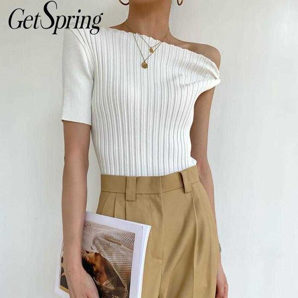 getspring women sweater asymmetry slash neck off shoulder summer plus size black white knitting 210601, White;black
getspring women sweater asymmetry slash neck off shoulder summer plus size black white knitting 210601, White;black