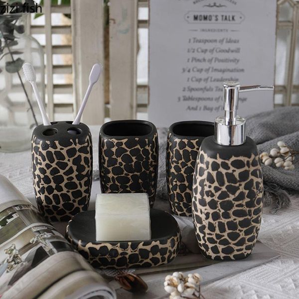 bath accessory set leopard ceramics bathroom accessories portable soap dispenser toothbrush holder box shampoo empty bottle supplies
bath accessory set leopard ceramics bathroom accessories portable soap dispenser toothbrush holder box shampoo empty bottle supplies