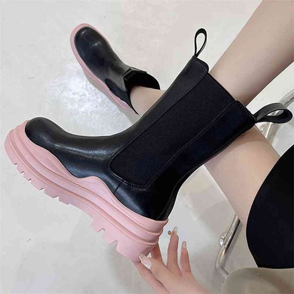 women chelsea ankle boot pu leather autumn short boots thick platform fashion women's shoes lady slip on casual female 210914, Black
women chelsea ankle boot pu leather autumn short boots thick platform fashion women's shoes lady slip on casual female 210914, Black