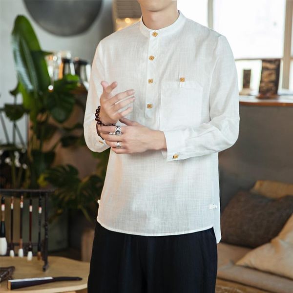 men's casual shirts chinese style men shirt long sleeve solid streetwear man cotton linen clothes top, White;black
men's casual shirts chinese style men shirt long sleeve solid streetwear man cotton linen clothes top, White;black