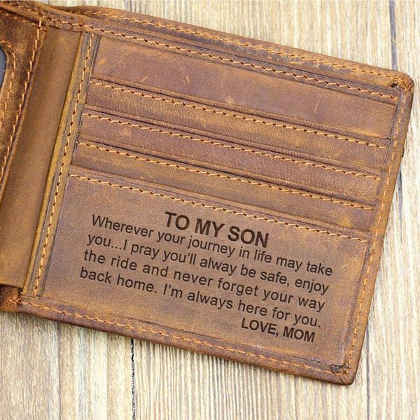 "to my son" custom leather wallet engraved minimalist gifts for men on birthday graduation christmas day drop, Red;black
"to my son" custom leather wallet engraved minimalist gifts for men on birthday graduation christmas day drop, Red;black