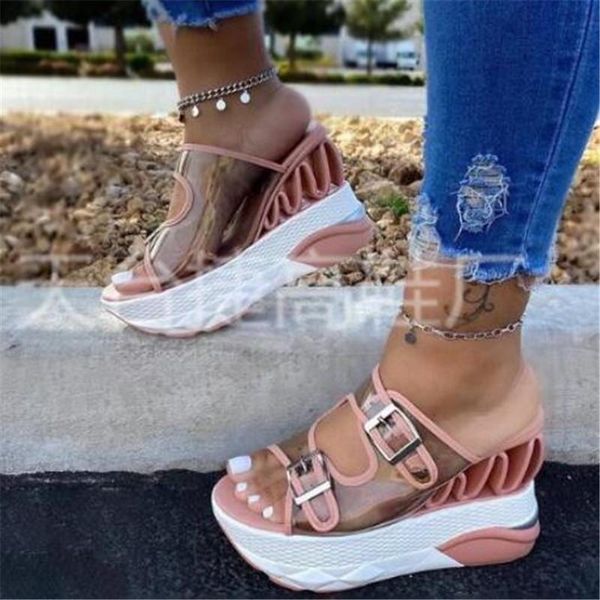 summer wedge slippers female belt buckle high heel large size women's sandals wedges shoes for women clear heels, Black
summer wedge slippers female belt buckle high heel large size women's sandals wedges shoes for women clear heels, Black