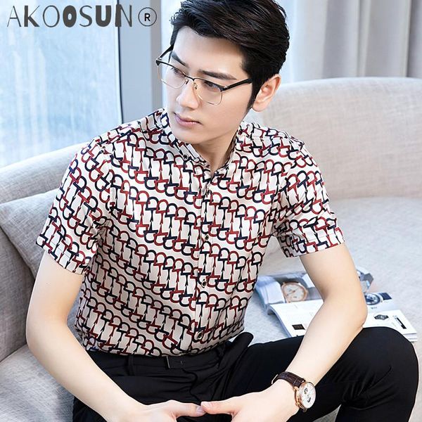 men's casual shirts akoosun real silk summer shirt men short sleeve printed social mens slim fit 2010 camisas hombre 4320 kj1944, White;black
men's casual shirts akoosun real silk summer shirt men short sleeve printed social mens slim fit 2010 camisas hombre 4320 kj1944, White;black