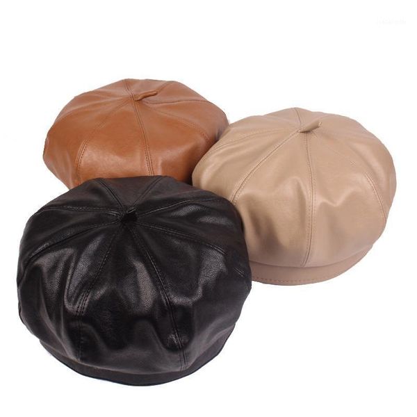 berets pu leather women beret vintage autumn winter female french hat korean pumpkin, Blue;gray
berets pu leather women beret vintage autumn winter female french hat korean pumpkin, Blue;gray