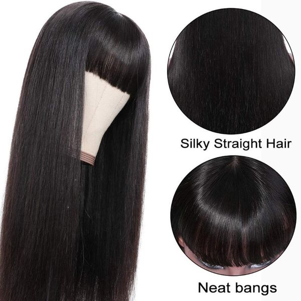 lace wigs women straight human hair wig with bangs 13x4 front 150% density 14-26 inches, Black;brown
lace wigs women straight human hair wig with bangs 13x4 front 150% density 14-26 inches, Black;brown