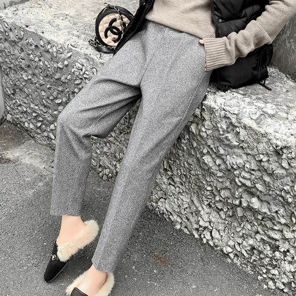 women's pants & capris 2021 autumn women elastic woolen female ladies casual plaid trousers harem lady winter wool ankle-length pant, Black;white
women's pants & capris 2021 autumn women elastic woolen female ladies casual plaid trousers harem lady winter wool ankle-length pant, Black;white