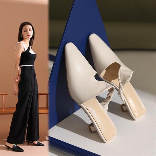 full leather inside and outside 2021 spring women's shoes genuine small square toe french elegant mid-heel slippers, Black
full leather inside and outside 2021 spring women's shoes genuine small square toe french elegant mid-heel slippers, Black