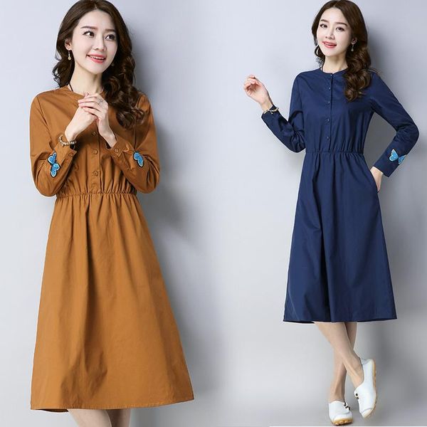 casual dresses abrigos cotton linen dress 2021 spring national style women's mid-length loose shirt sleeves retro vestidos z219, Black;gray
casual dresses abrigos cotton linen dress 2021 spring national style women's mid-length loose shirt sleeves retro vestidos z219, Black;gray