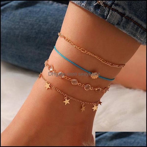 anklets jewelry 4pcs/set bohemia star shell charm anklet for women tassel crystal chain beach barefoot aessories 13470 drop delivery 2021 k6, Red;blue
anklets jewelry 4pcs/set bohemia star shell charm anklet for women tassel crystal chain beach barefoot aessories 13470 drop delivery 2021 k6, Red;blue