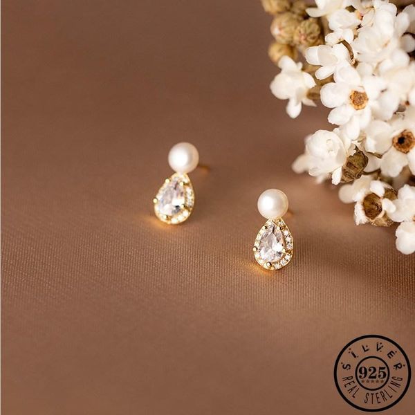 stud 925 sterling silver freshwater pearl earrings luxury cubic zirconia small water drop shape ear studs earings jewelry for women, Golden;silver
stud 925 sterling silver freshwater pearl earrings luxury cubic zirconia small water drop shape ear studs earings jewelry for women, Golden;silver