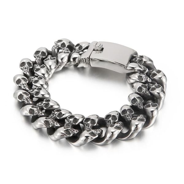 charm bracelets 20mm big heavy metal skull cuban chain bracelet men 316l stainless steel, Golden;silver
charm bracelets 20mm big heavy metal skull cuban chain bracelet men 316l stainless steel, Golden;silver