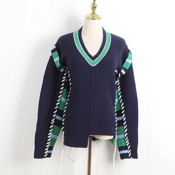 women's sweaters high street casual irregular v-neck college sweater women loose lazy fashion tassel tether contrast green striped pull, White;black
women's sweaters high street casual irregular v-neck college sweater women loose lazy fashion tassel tether contrast green striped pull, White;black