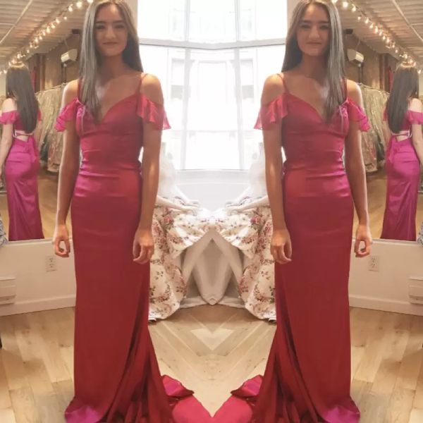 fuchsia evening dresses mermaid sleeveless off the shoulder spaghetti straps floor length back custom made prom party ball gown vestidos 202, Black;red
fuchsia evening dresses mermaid sleeveless off the shoulder spaghetti straps floor length back custom made prom party ball gown vestidos 202, Black;red