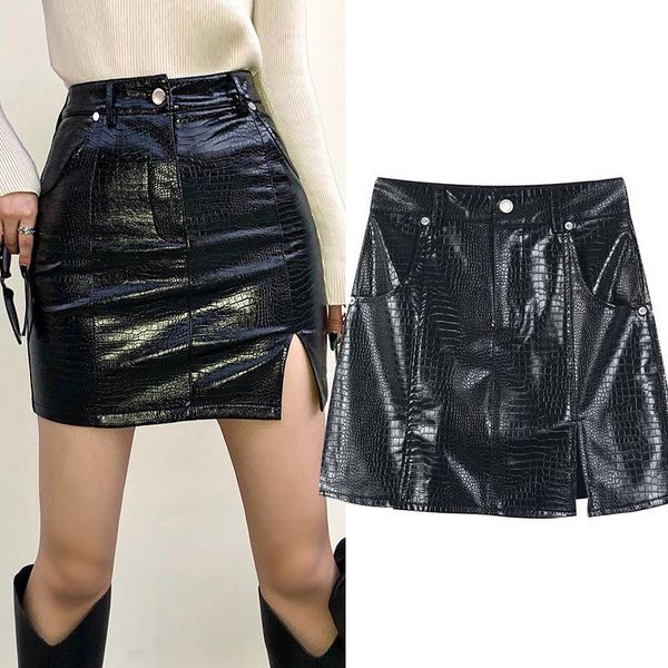 skirts 2021 fashion women mini pu faux leather a-line hem split england style bottoms black casual elegant korean lady clothes
skirts 2021 fashion women mini pu faux leather a-line hem split england style bottoms black casual elegant korean lady clothes