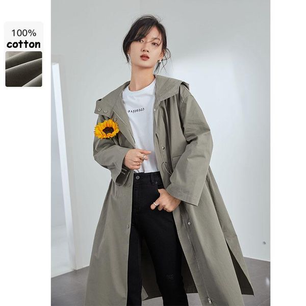 100% cotton hooded long spring trench coat women casual loose windbreaker female split fashion oversized women's coats, Tan;black
100% cotton hooded long spring trench coat women casual loose windbreaker female split fashion oversized women's coats, Tan;black