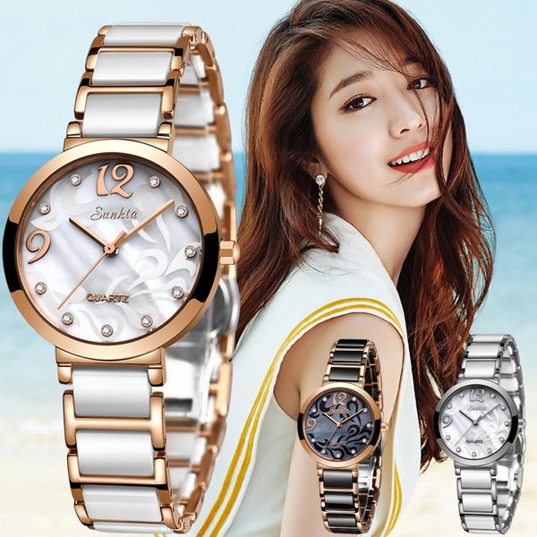wristwatches sunkta ceramic women watches waterproof diamond watch simple fashion casual quartz +box, Slivery;brown
wristwatches sunkta ceramic women watches waterproof diamond watch simple fashion casual quartz +box, Slivery;brown