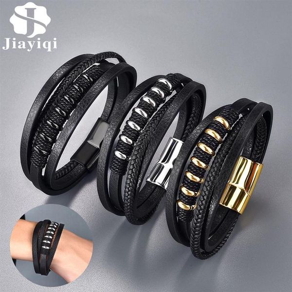 charm bracelets jiayiqi winding stainless steel men's genuine leather bracelet with magnet clasp multilayer bangle male jewelry gift, Golden;silver
charm bracelets jiayiqi winding stainless steel men's genuine leather bracelet with magnet clasp multilayer bangle male jewelry gift, Golden;silver