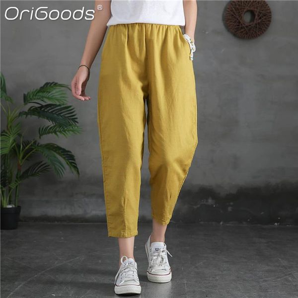 women's pants & capris origoods summer linen cropped for women solid white black yellow beige casual capri trousers 2021 femme b305, Black;white
women's pants & capris origoods summer linen cropped for women solid white black yellow beige casual capri trousers 2021 femme b305, Black;white