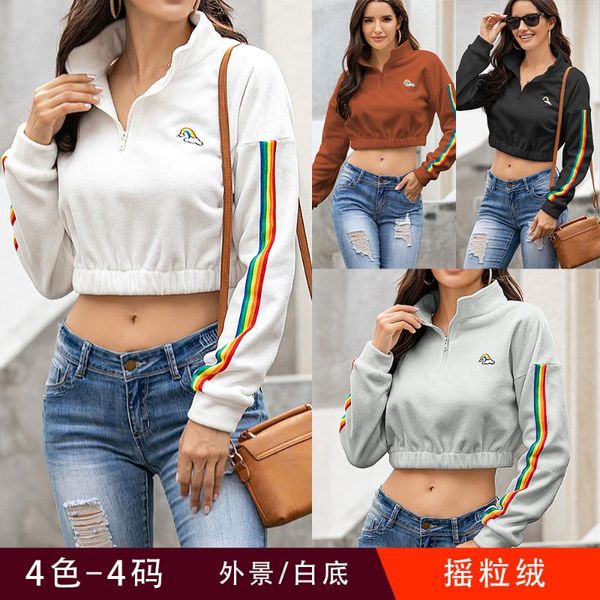 women's hoodies & sweatshirts autumn women stripe sleeve navel plush color matching coat leisure easy fleece pullover hoodie female, Black
women's hoodies & sweatshirts autumn women stripe sleeve navel plush color matching coat leisure easy fleece pullover hoodie female, Black