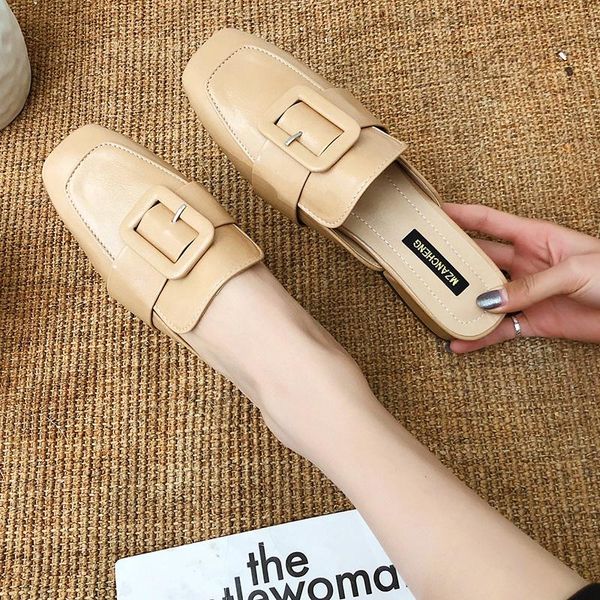 slippers belt buckle women shoes woman mules ladies cover square toe mid heels solid leather casual slides, Black
slippers belt buckle women shoes woman mules ladies cover square toe mid heels solid leather casual slides, Black