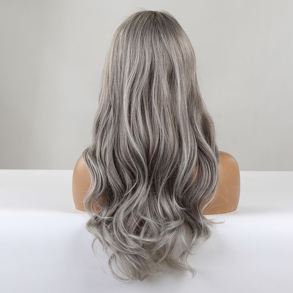 long wavy gray synthetic wigs for women middle part curly wave cosplay party daily use wig natural heat resistant fiber hairfactory direct, Black
long wavy gray synthetic wigs for women middle part curly wave cosplay party daily use wig natural heat resistant fiber hairfactory direct, Black