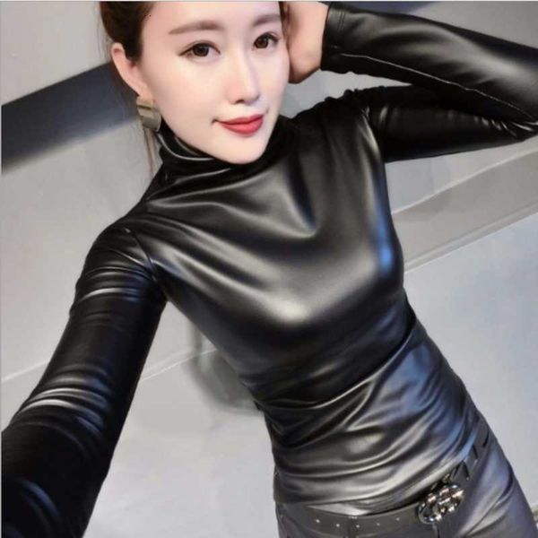 pu women fashion autumn leather shirts turtleneck long sleeve slim casual plus size 4 xl women's t-shirt, White
pu women fashion autumn leather shirts turtleneck long sleeve slim casual plus size 4 xl women's t-shirt, White