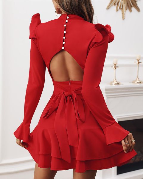 autumn fashion elegant casual womens dress mini solid backless ruffle long sleeve ruffles mock neck bodycon, Black;gray
autumn fashion elegant casual womens dress mini solid backless ruffle long sleeve ruffles mock neck bodycon, Black;gray