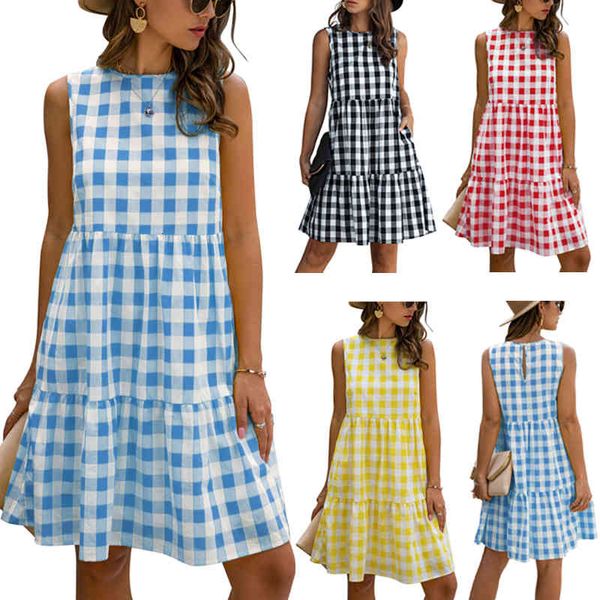 casual dresses summer women loose plaid print o neck sleeveless a line shirt dress sweet midi beach big size vestidos 0lcf, Black;gray
casual dresses summer women loose plaid print o neck sleeveless a line shirt dress sweet midi beach big size vestidos 0lcf, Black;gray
