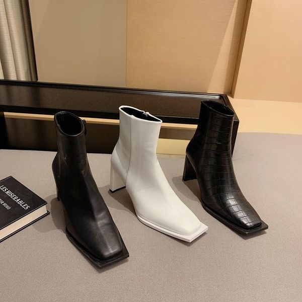boots 2021 fashion women's occident style ladies square toe high heels short french ankle female autumn single boot, Black
boots 2021 fashion women's occident style ladies square toe high heels short french ankle female autumn single boot, Black