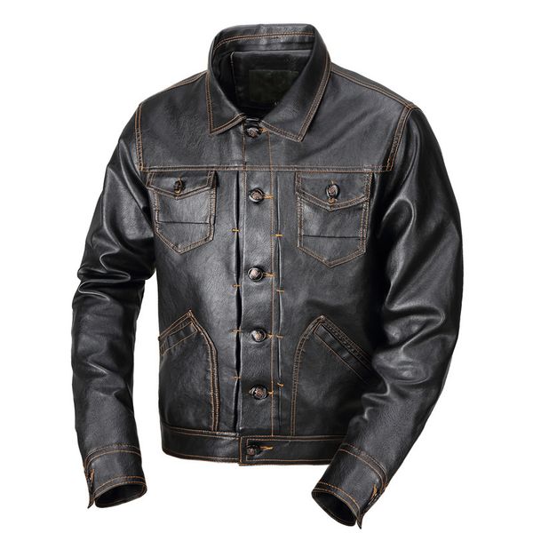 men's autumn and winter pu leather clothes washing casual men's jacket, Black;brown
men's autumn and winter pu leather clothes washing casual men's jacket, Black;brown