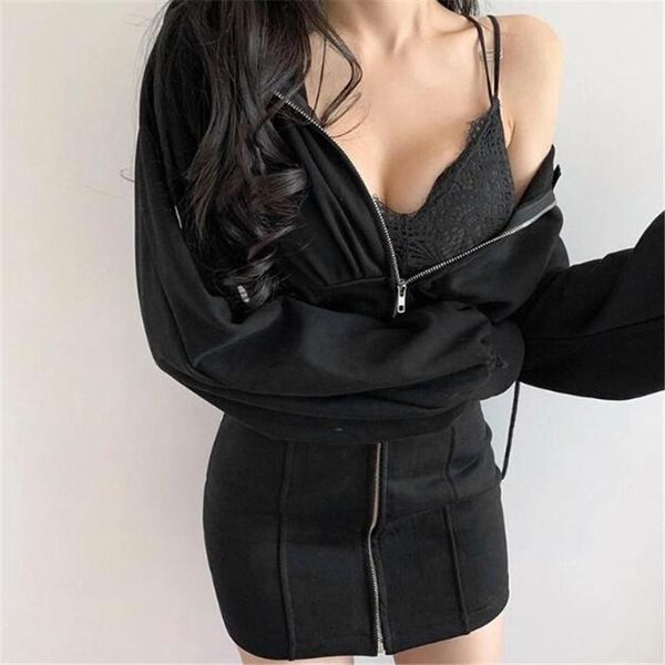 casual dresses women solid dress high-waist long sleeve v-neck fall girl tummy control hooded side pockets short mini female clothes, Black;gray
casual dresses women solid dress high-waist long sleeve v-neck fall girl tummy control hooded side pockets short mini female clothes, Black;gray
