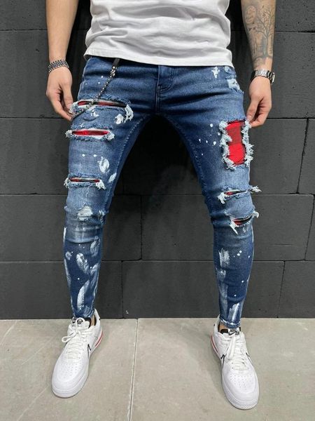 ripped men slim-fit male jeans painted fashion patch beggar pants jumbo mens pencil hip hop drop 1usig, Blue
ripped men slim-fit male jeans painted fashion patch beggar pants jumbo mens pencil hip hop drop 1usig, Blue