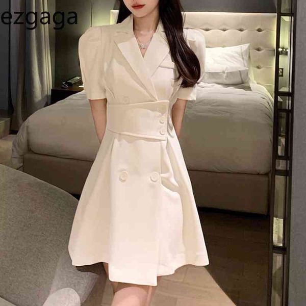 ezgaga elegant short puff sleeve double breasted women dress korean fashion summer new irregular high waist solid dresses 210430, Black;gray
ezgaga elegant short puff sleeve double breasted women dress korean fashion summer new irregular high waist solid dresses 210430, Black;gray