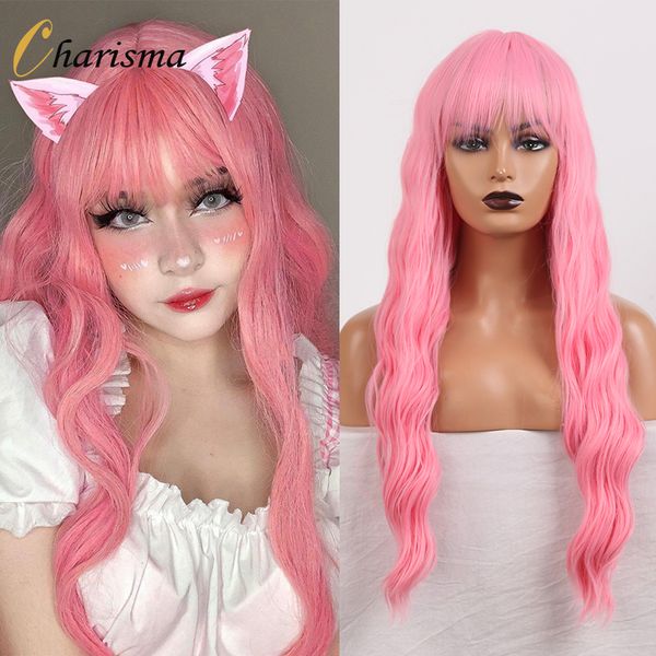 costume accessories synthetic wig with bangs long wavy hair pink wigs high temperature hair cosplay wigs no lace wig, Silver
costume accessories synthetic wig with bangs long wavy hair pink wigs high temperature hair cosplay wigs no lace wig, Silver