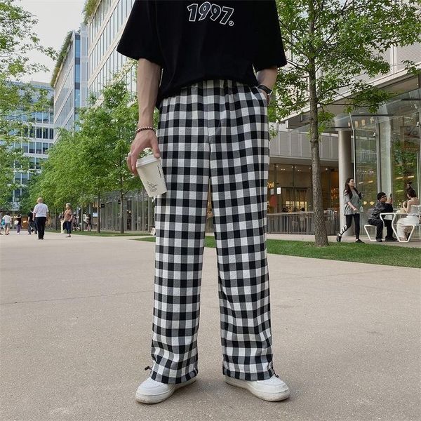 men's pants summer thin casual fashion retro plaid men streetwear loose hip-hop straight wide-leg mens trousers, Black
men's pants summer thin casual fashion retro plaid men streetwear loose hip-hop straight wide-leg mens trousers, Black