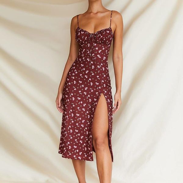 fashion floral print dress women prairie chic paghetti straps backless chest draped lace up side split long dresses 2021 casual, Black;gray
fashion floral print dress women prairie chic paghetti straps backless chest draped lace up side split long dresses 2021 casual, Black;gray