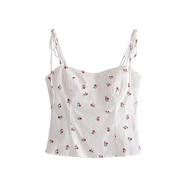 evfer vintage french style floral print cute ladies short sling sweet girls elasic waist backless rose white camis chic 210421
evfer vintage french style floral print cute ladies short sling sweet girls elasic waist backless rose white camis chic 210421
