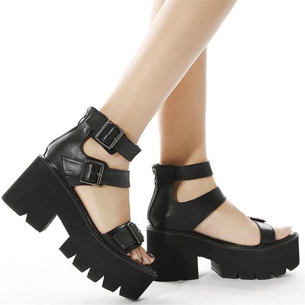 35-42 summer fashion ankle strap women sandals open toe platform shoes gladiators high thick heels female unique party, Black
35-42 summer fashion ankle strap women sandals open toe platform shoes gladiators high thick heels female unique party, Black