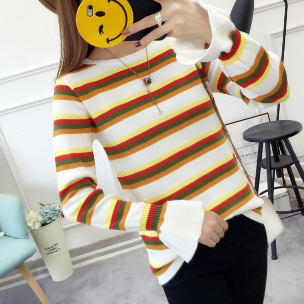 qrwr 2021 autumn womens sweater fashion o ne striped knitted pullover korean slim fit flare sleeve rainbow sweater women, Black;pink
qrwr 2021 autumn womens sweater fashion o ne striped knitted pullover korean slim fit flare sleeve rainbow sweater women, Black;pink