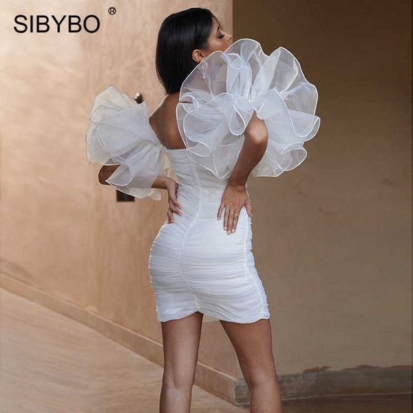 sibybo mesh spliced off shoulder mini party puff sleeve pleated summer women dress solid backless bodycon vestidos, Black;white
sibybo mesh spliced off shoulder mini party puff sleeve pleated summer women dress solid backless bodycon vestidos, Black;white