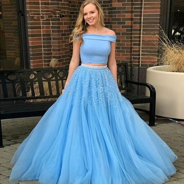 party dresses 2021 sky blue evening long women two 2 pieces pearls prom formal gowns wear abendkleider, White;black
party dresses 2021 sky blue evening long women two 2 pieces pearls prom formal gowns wear abendkleider, White;black