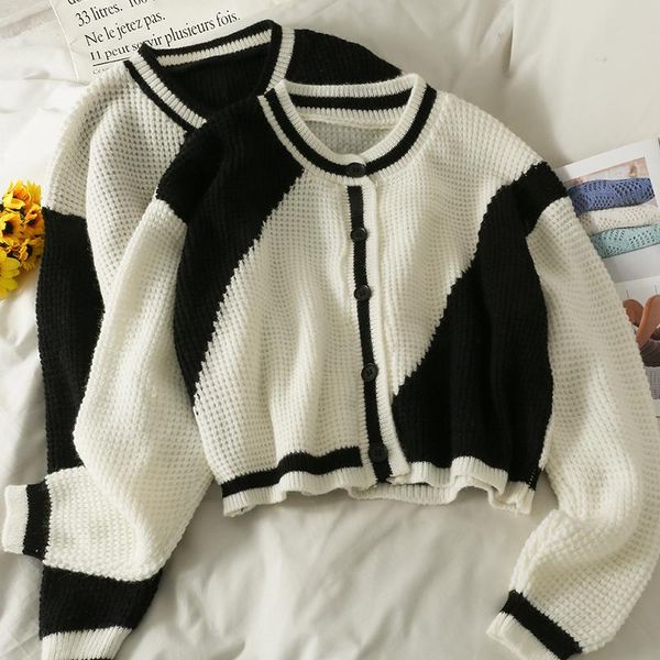 women's knits & tees cardigans woman sweet colorblock crop single-breasted knitted sweaters women vintage long sleeve casual knit outw, White
women's knits & tees cardigans woman sweet colorblock crop single-breasted knitted sweaters women vintage long sleeve casual knit outw, White