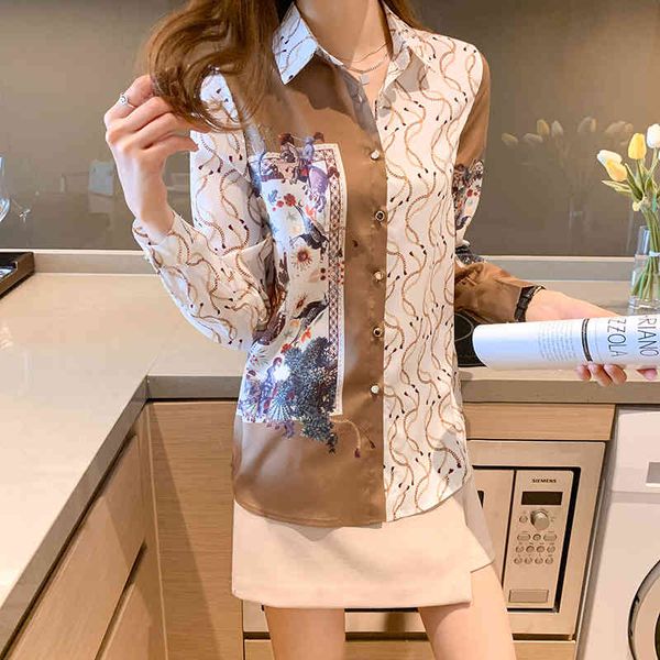 knits vintage turn-down collar women fashion cartoon bird chain print shirts spring summer female blouse workwear, White
knits vintage turn-down collar women fashion cartoon bird chain print shirts spring summer female blouse workwear, White