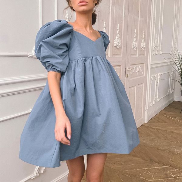 casual dresses cotton summer puff sleeve women's mini dress solid v-neck loose short for women trend elegant a-line ladies clothe, Black;gray
casual dresses cotton summer puff sleeve women's mini dress solid v-neck loose short for women trend elegant a-line ladies clothe, Black;gray